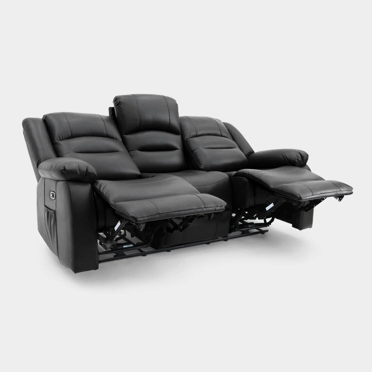 Alva Electric Recliner Sofa Black 3 Seater - Image 3