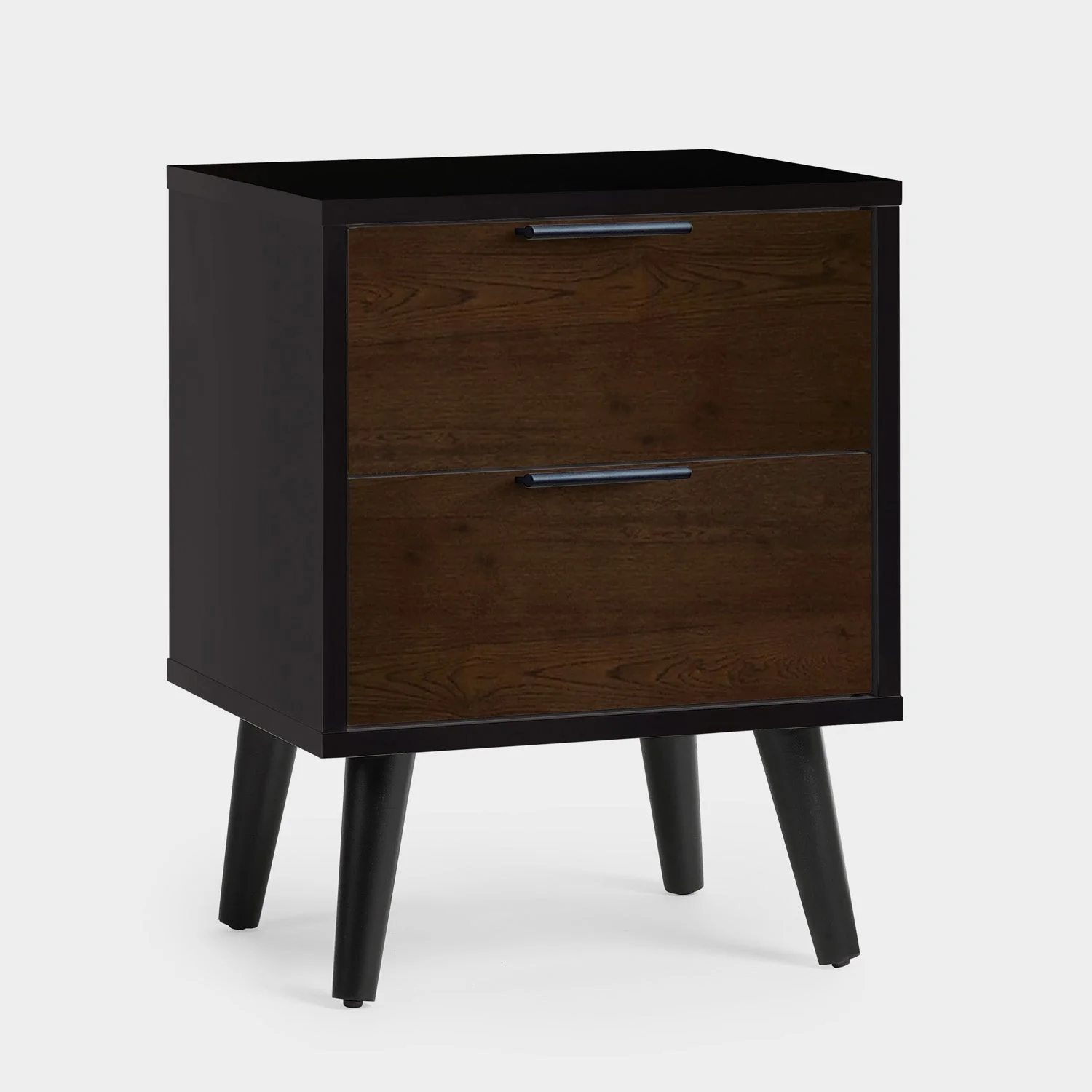 Asa 2 Drawer Bedside Walnut/Black - Image 2