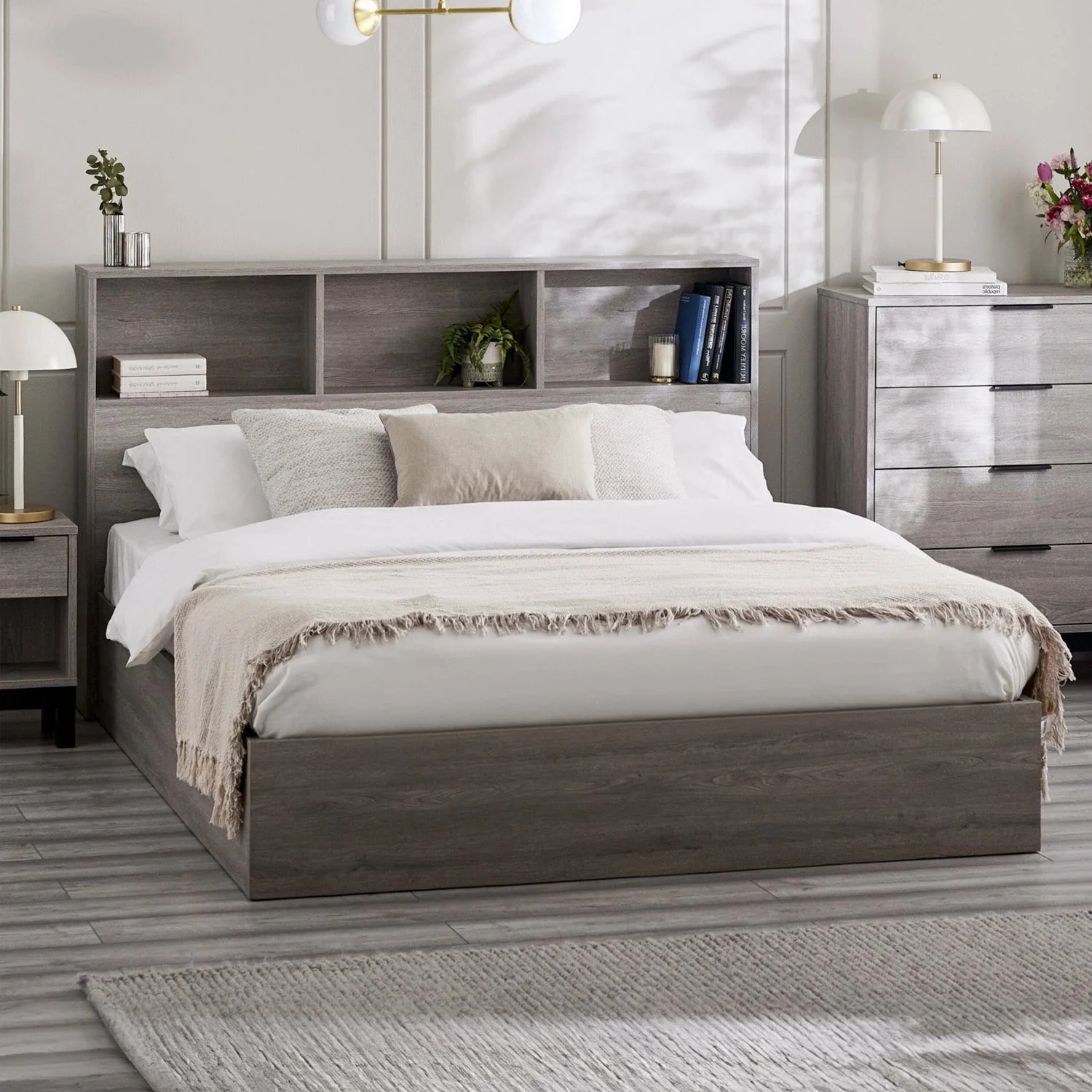 Bali Bed Frame Single Grey Oak Ottoman Storage
