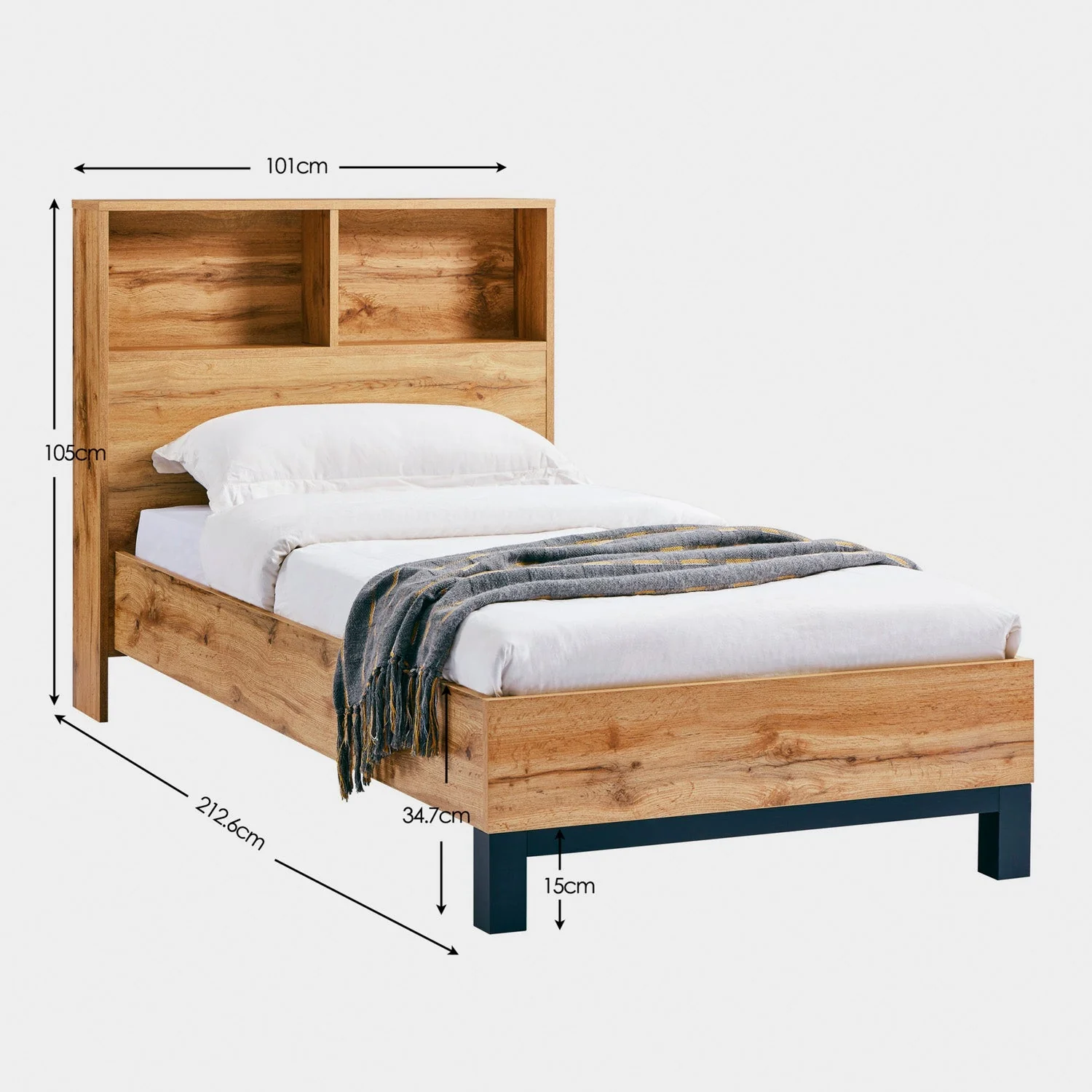 Bali Bed Frame Single Oak - Image 4