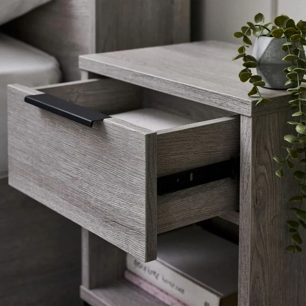 Bali Bedside 1 Drawer Grey Oak - Image 4