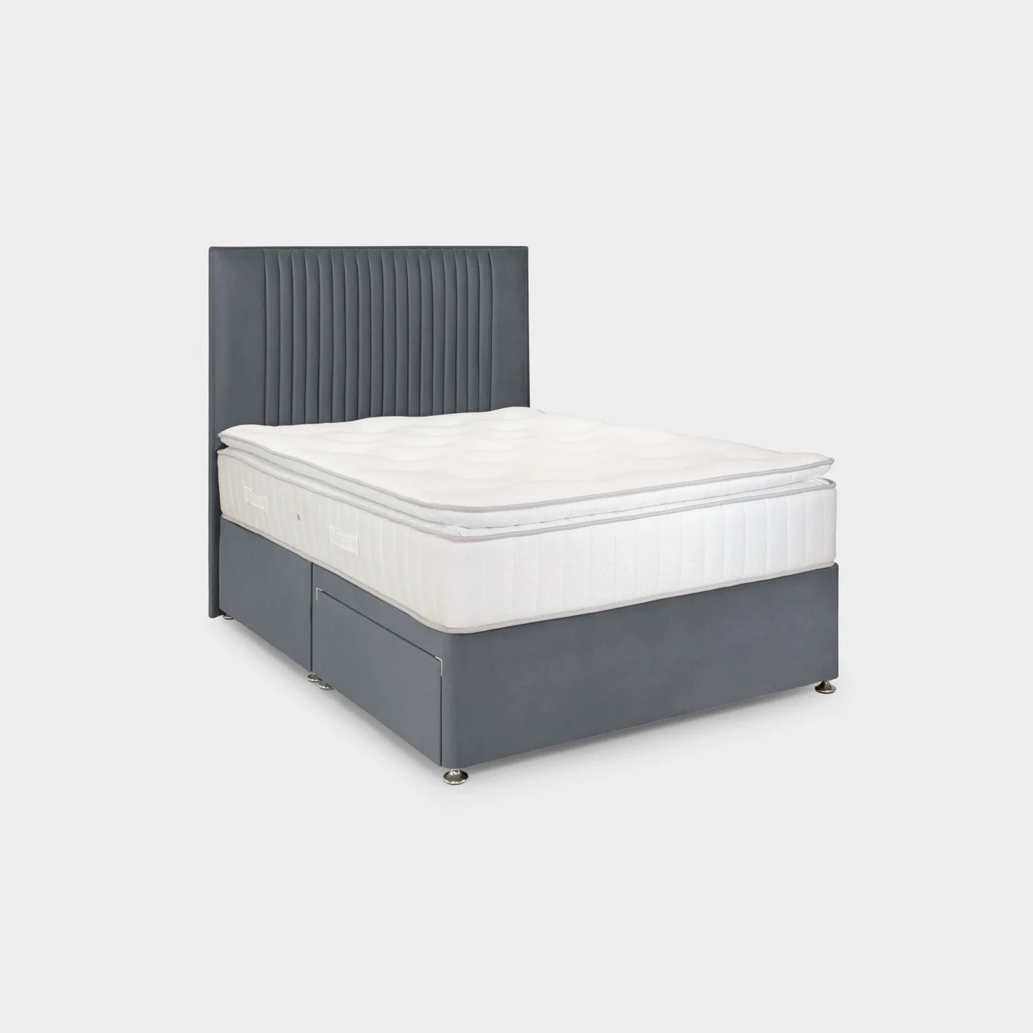 Bea 2 Drawer Bed King Plush Steel 2 Drawers