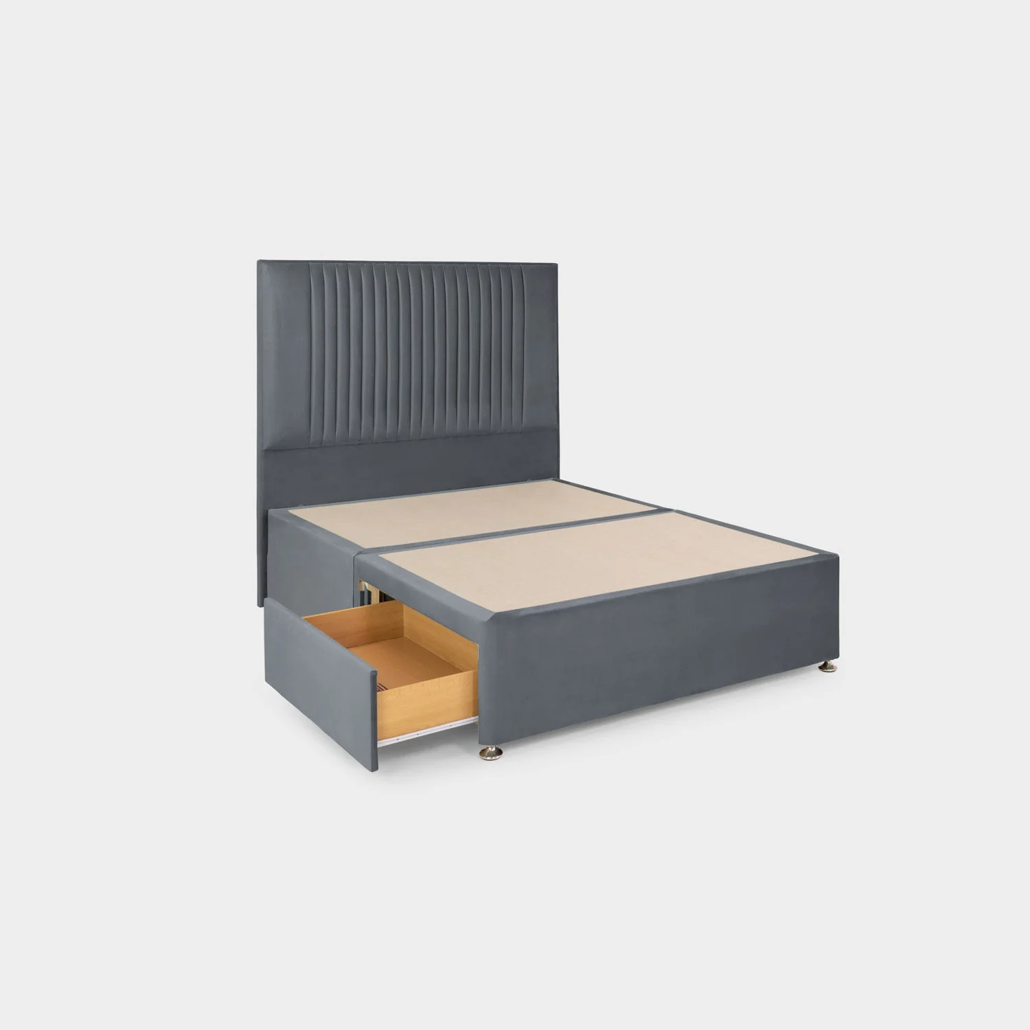 Bea 2 Drawer Bed King Plush Steel 2 Drawers - Image 4