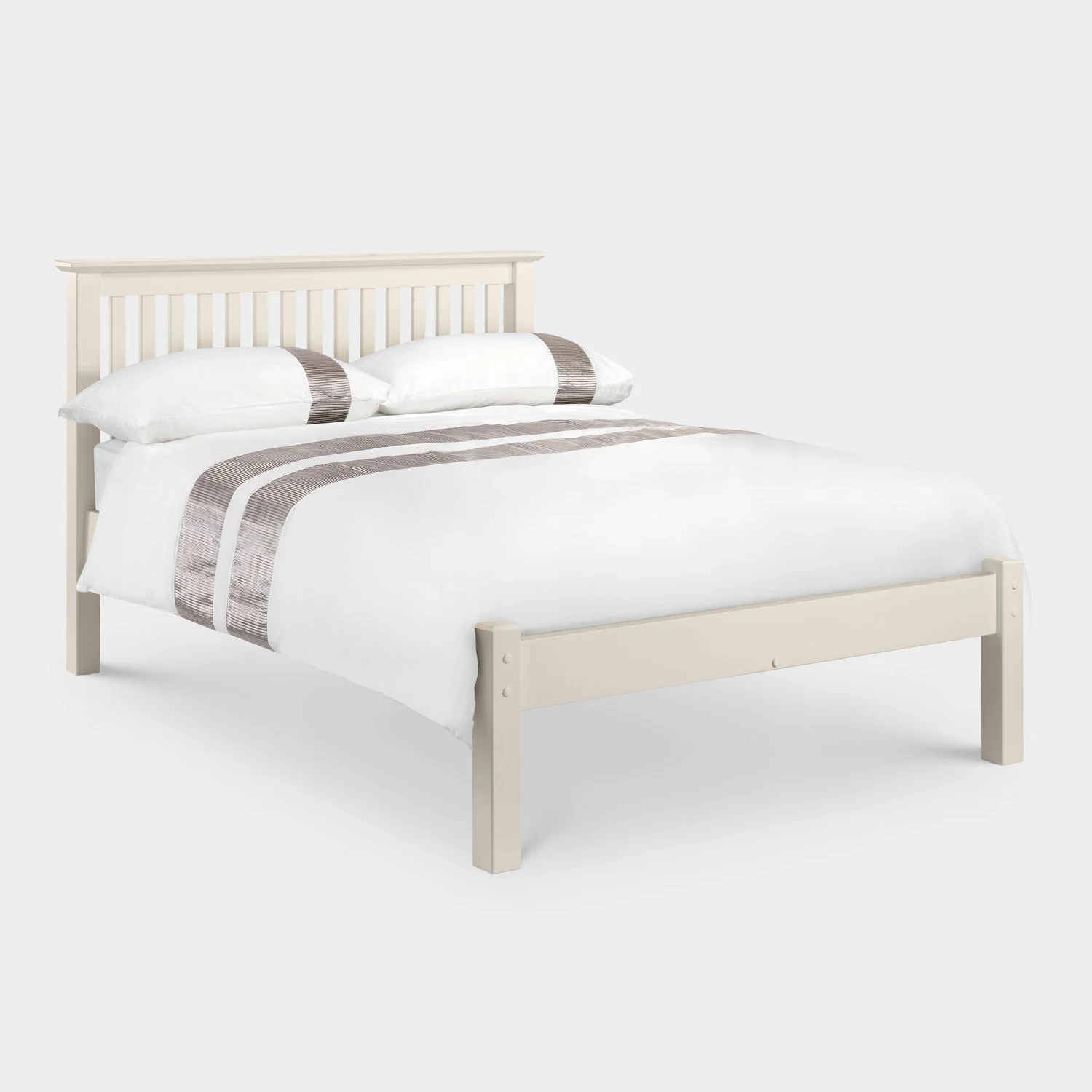 Bexley Bed Frame Double Stone White - Image 2
