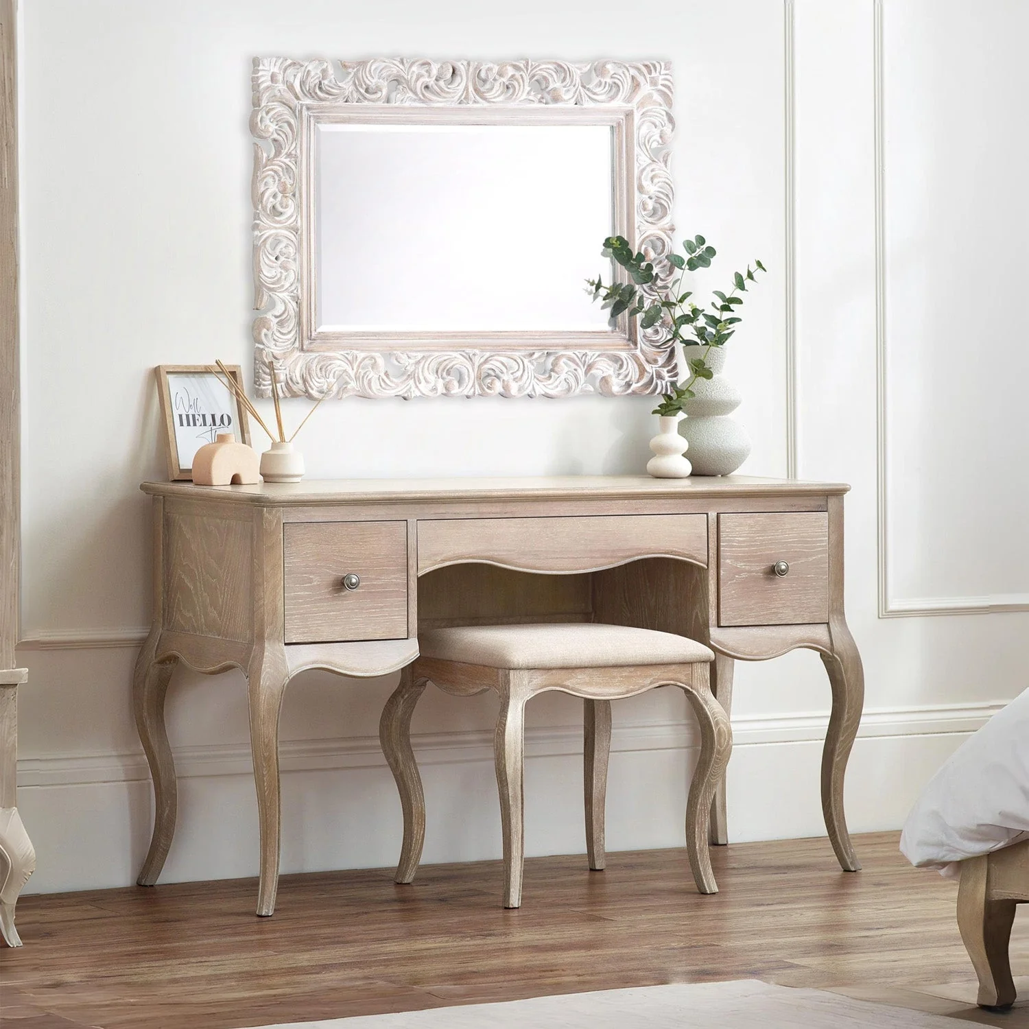 Camila Dressing Table And Stool Limed Oak