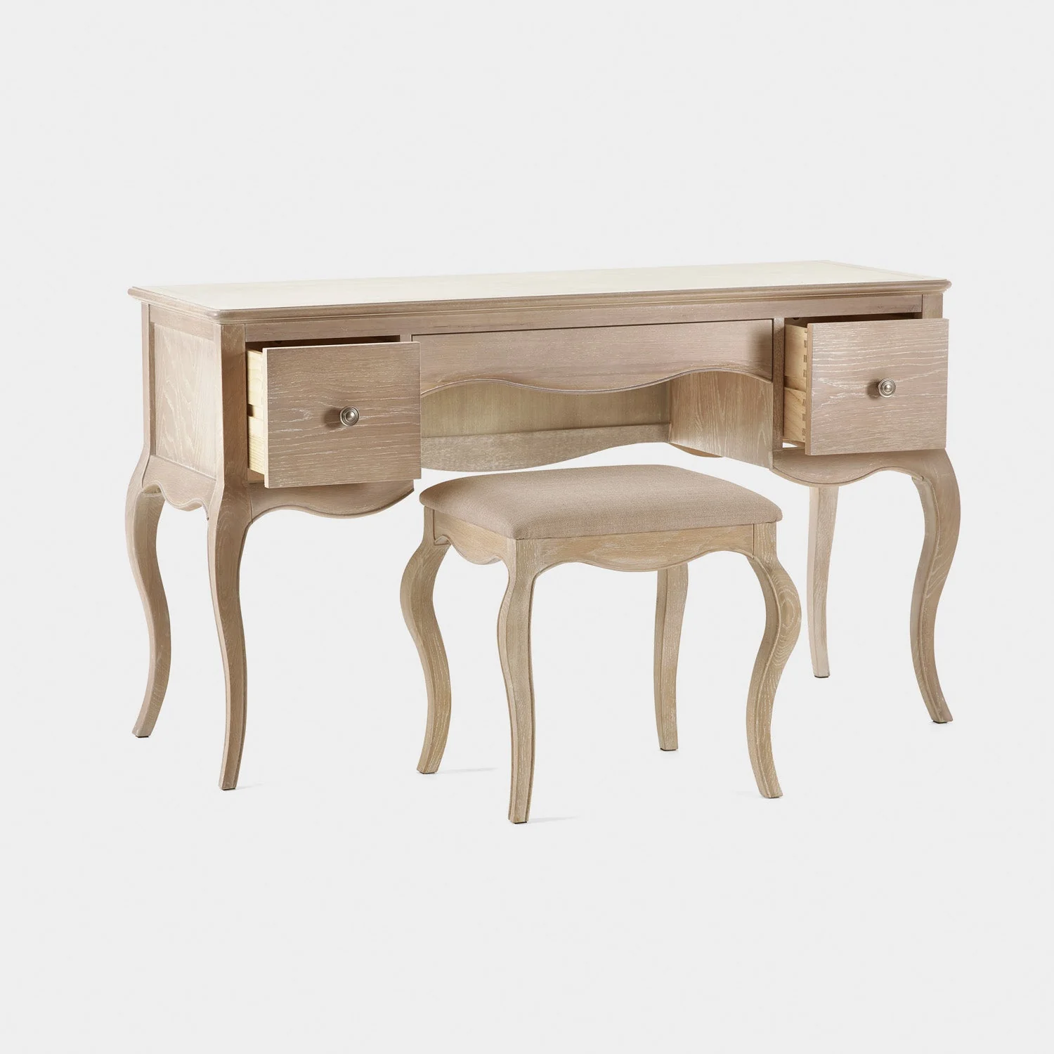 Camila Dressing Table And Stool Limed Oak - Image 2