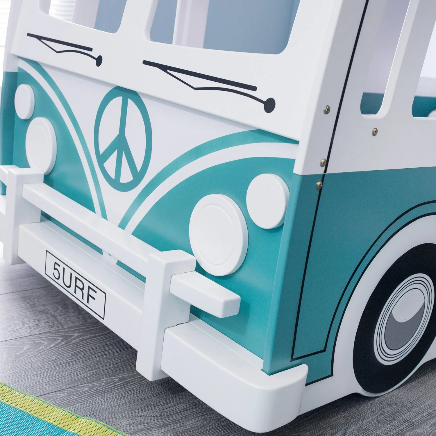 Campervan Bunk Bed White & Green - Image 8
