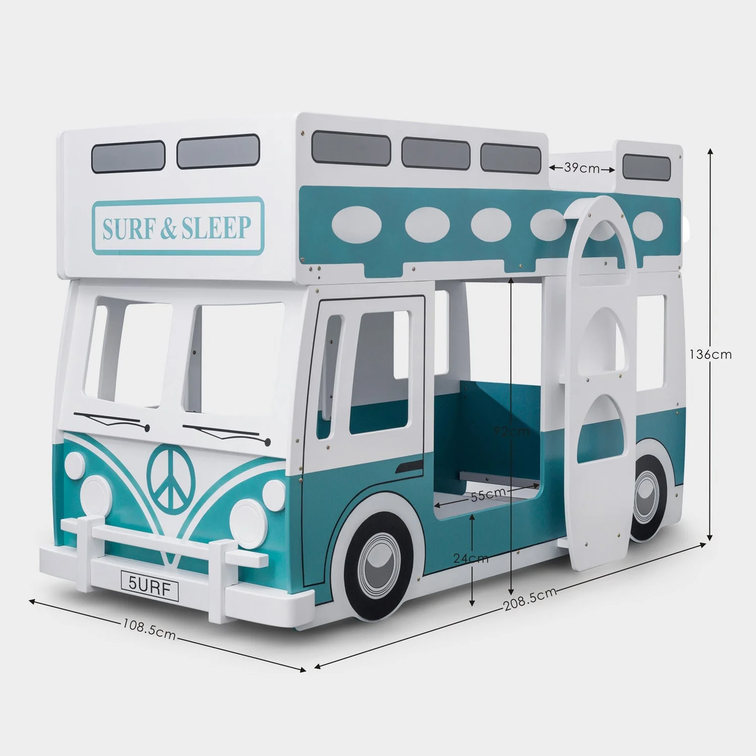 Campervan Bunk Bed White & Green - Image 9