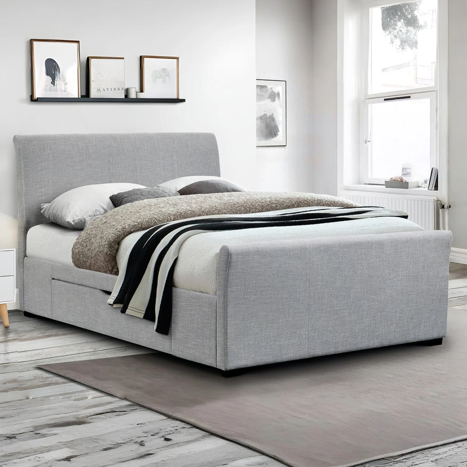 Como Bed Frame Double Light Grey