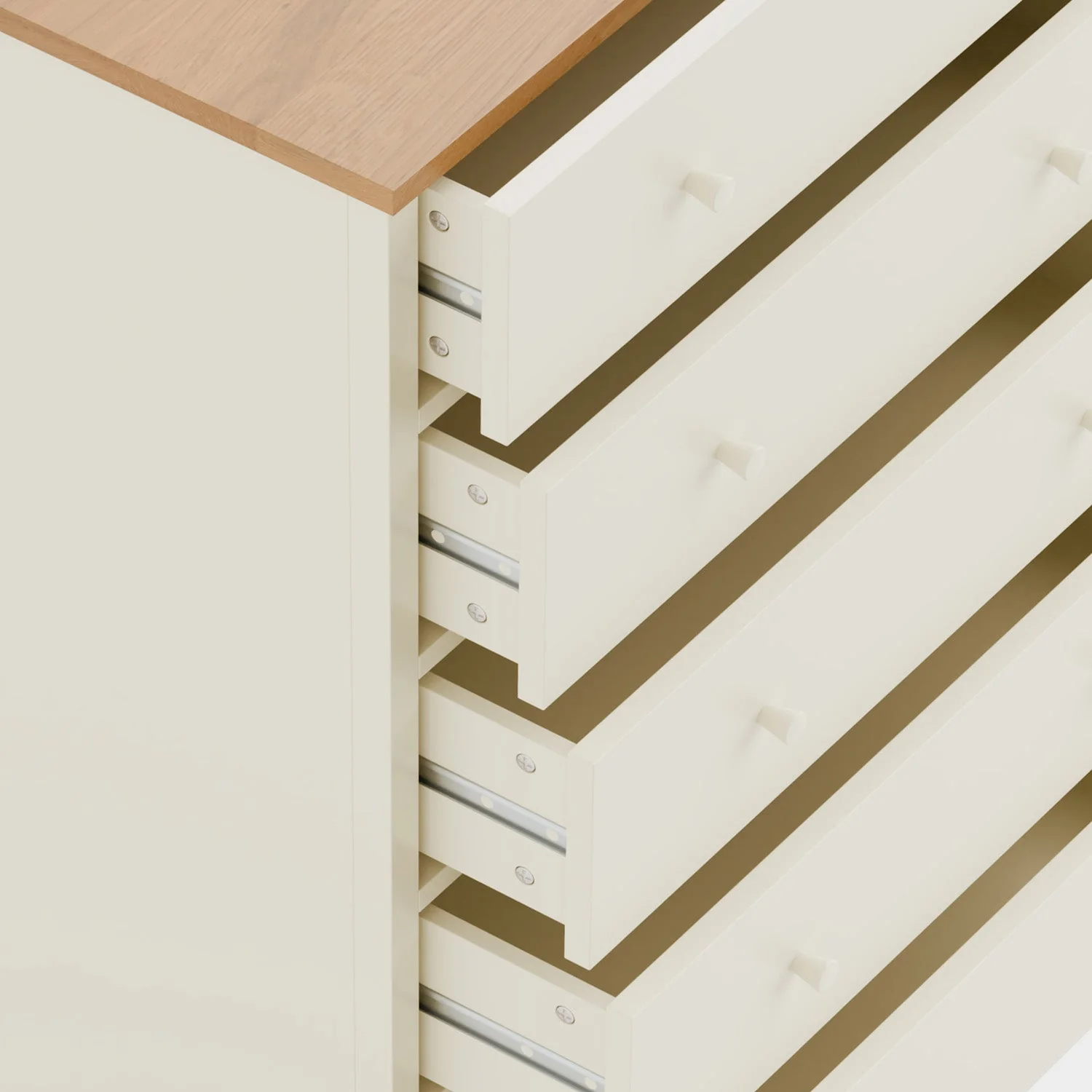 Connie 5 Drawer Wide Chest Ivory and Oak - Image 7
