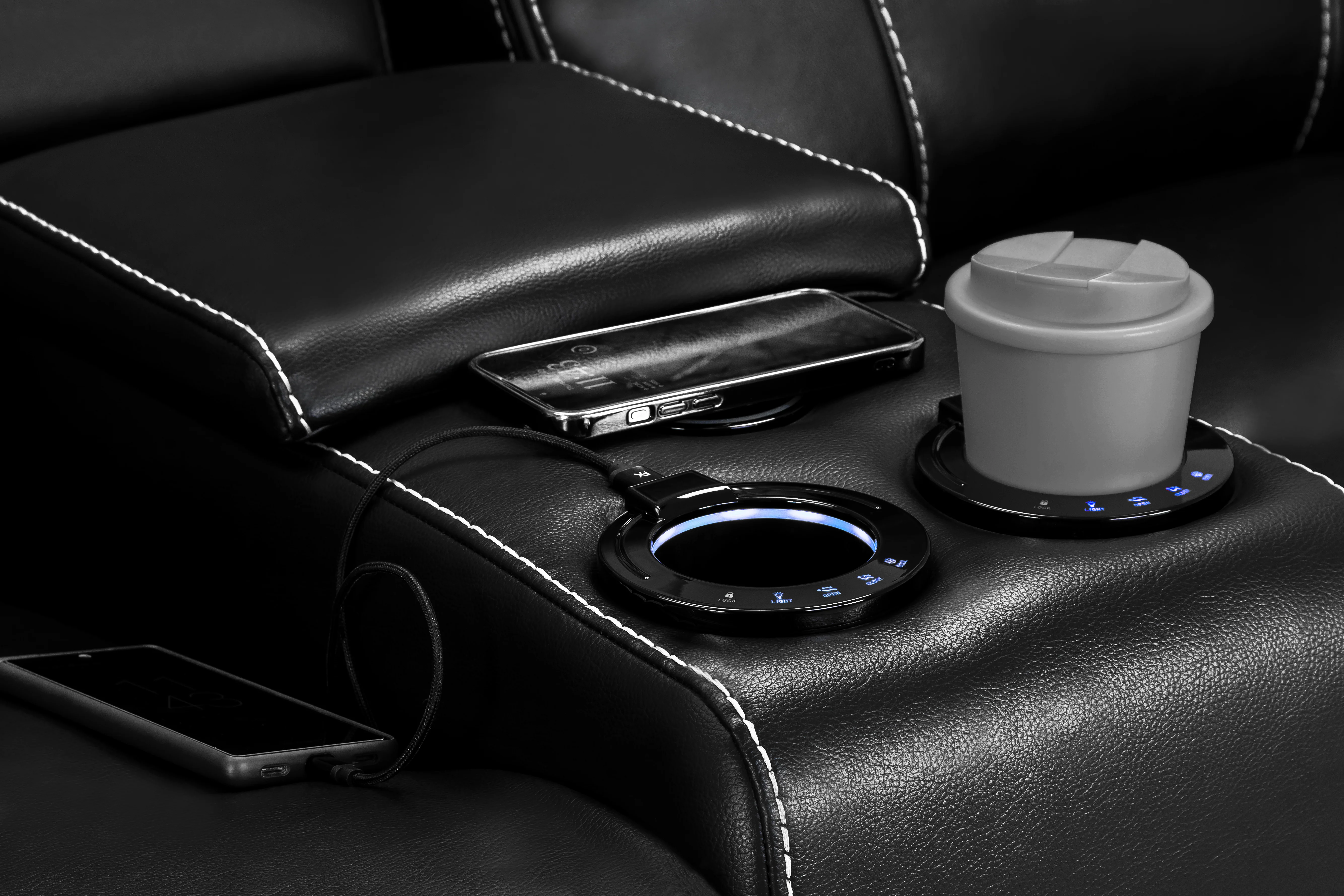 Galaxy Tech Recliner Sofa Black 2 Seater - Image 8