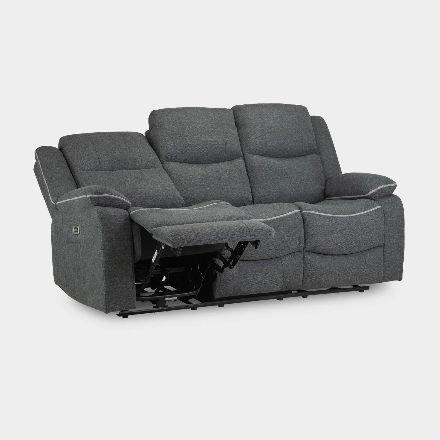 Harald Electric Recliner Sofa Grey Fabric 3 Seater - Image 4