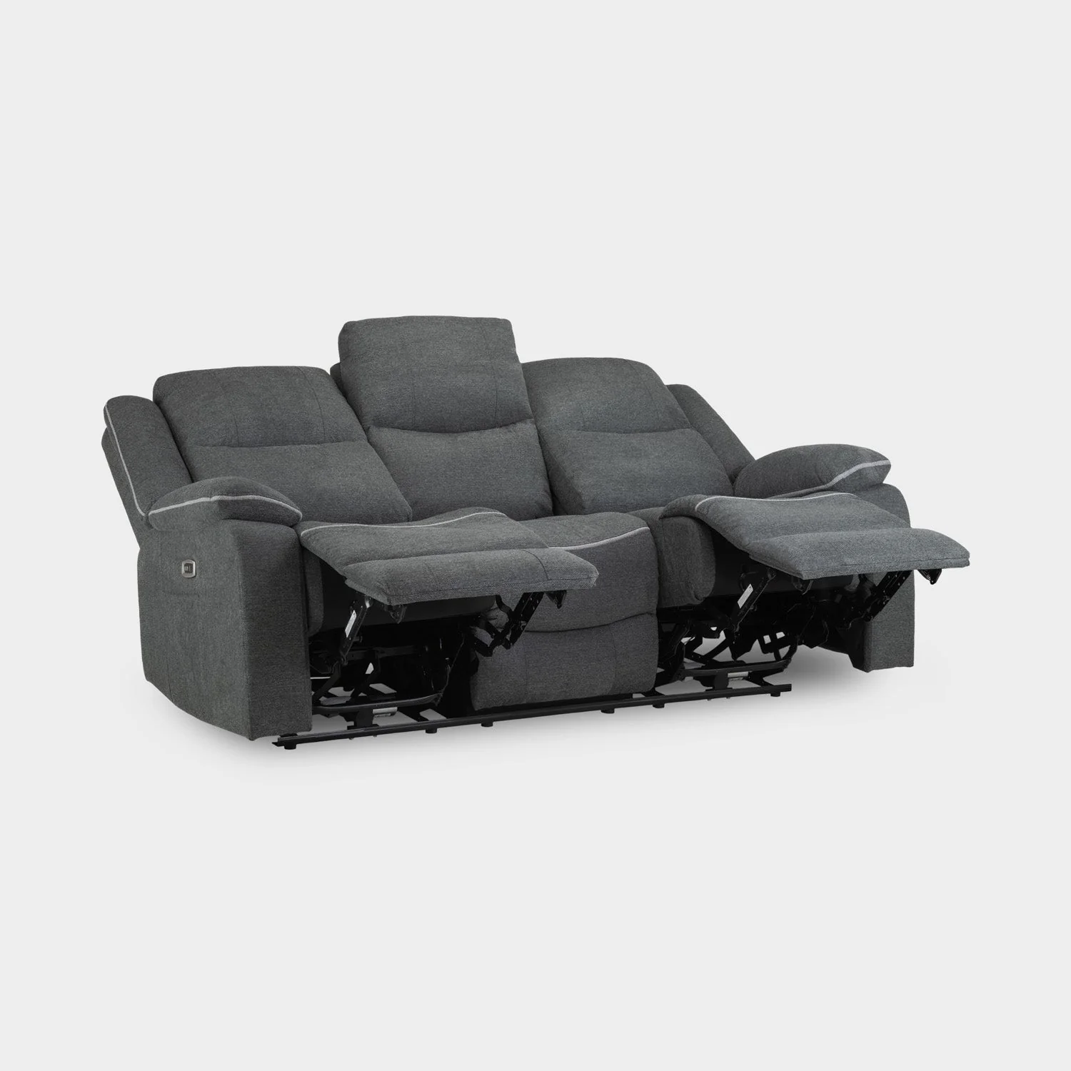 Harald Electric Recliner Sofa Grey Fabric 3 Seater - Image 5