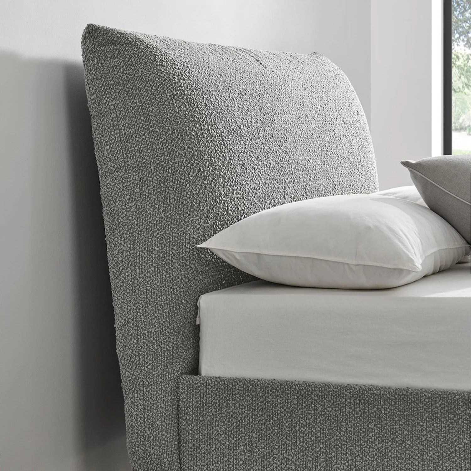 Luna Pillow Bed Frame King Grey Boucle - Image 3