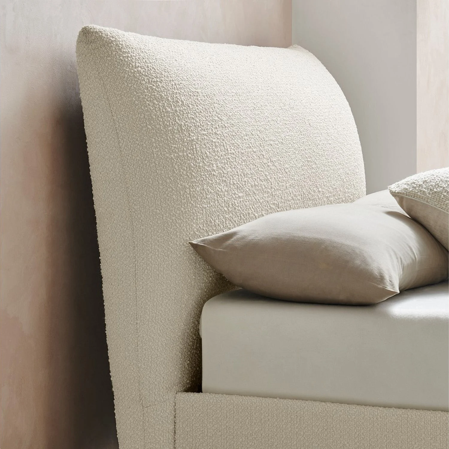 Luna Pillow Bed Frame King Ivory Boucle - Image 3