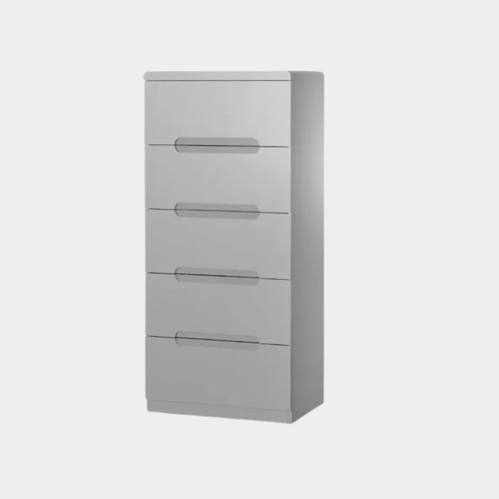 Manhattan Chest 5 Drawer Grey High Gloss