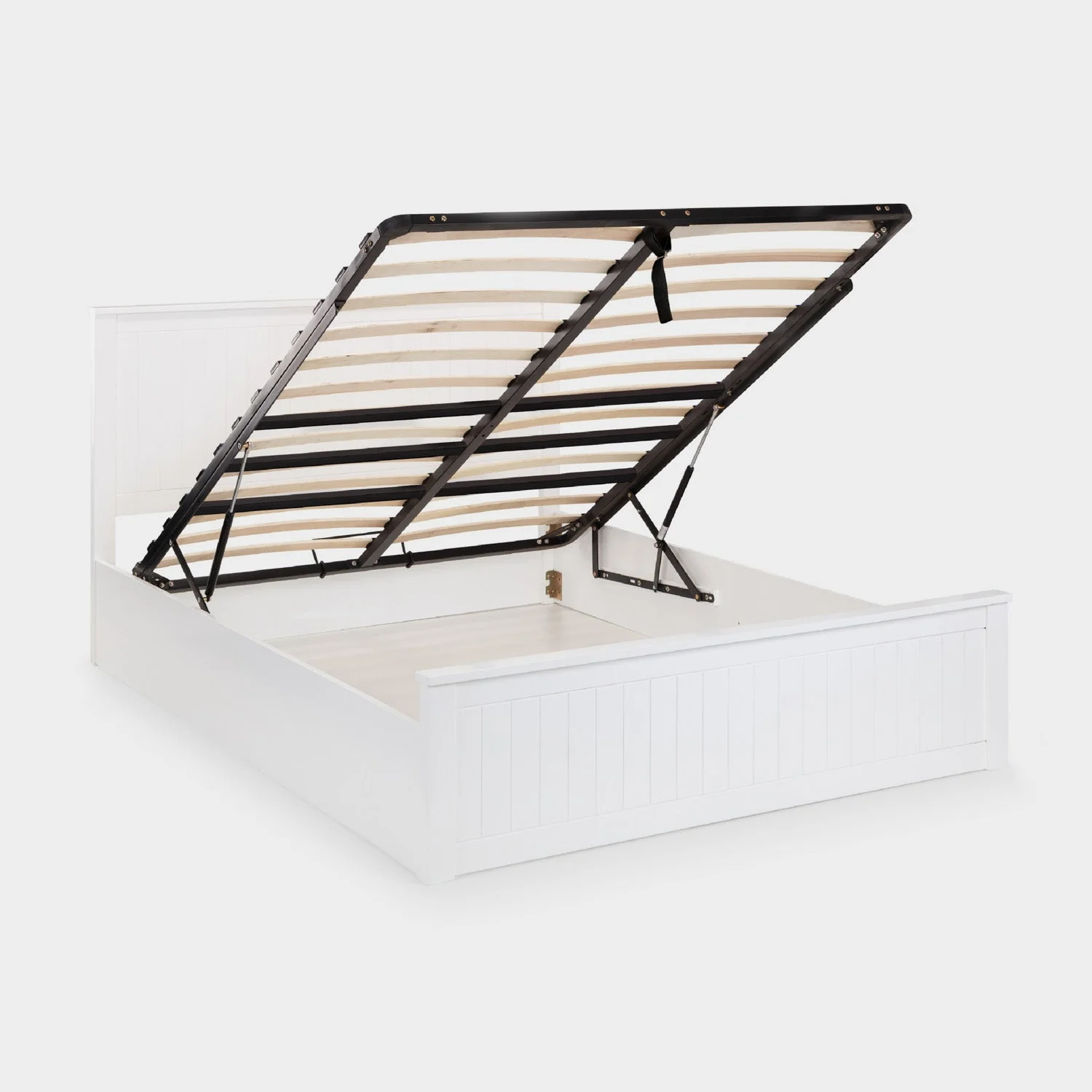 Marisol Bed Frame Double Surf White Ottoman Storage - Image 5