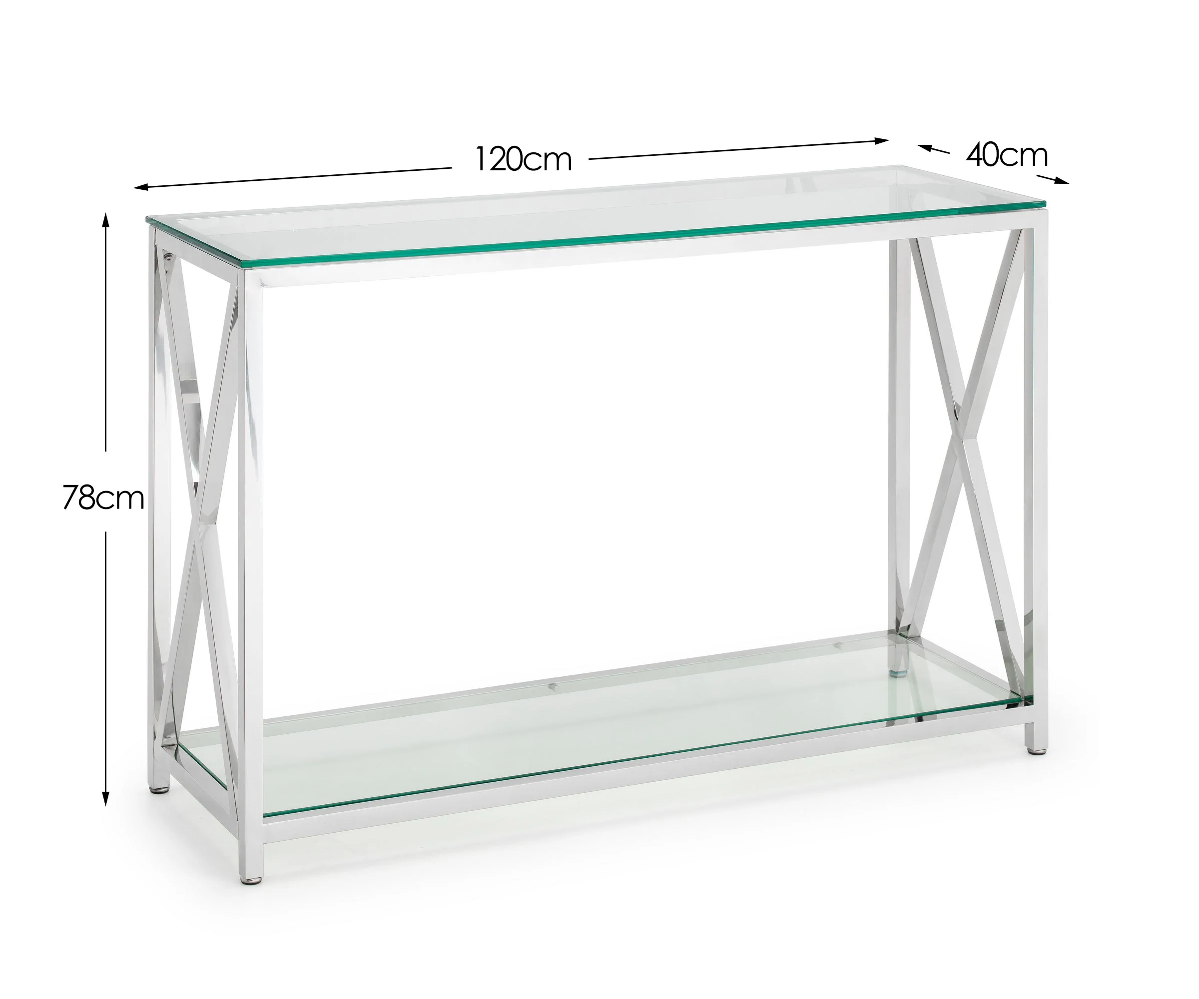 Mesa Console Table Glass & Silver