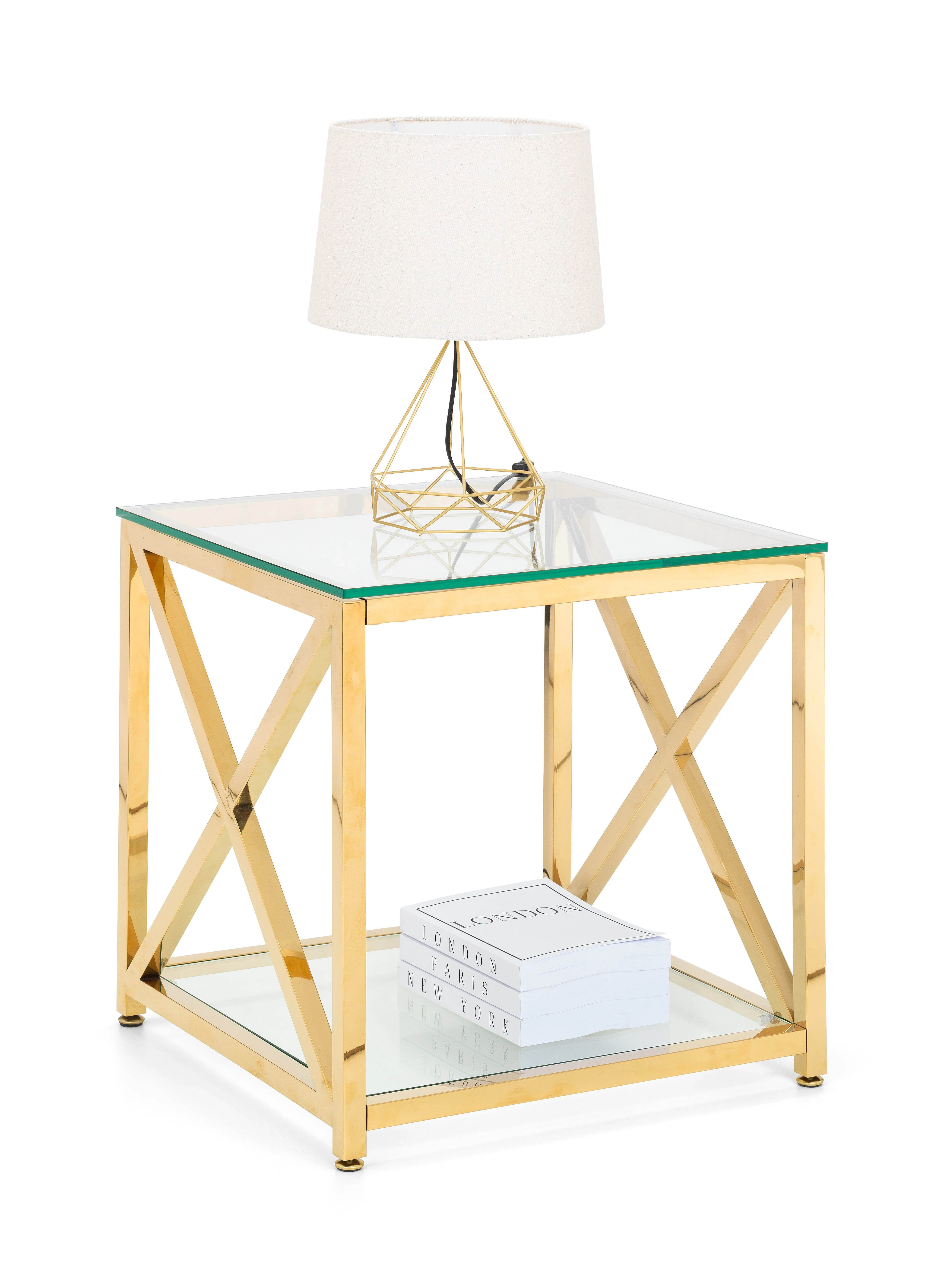 Mesa Lamp Table Glass & Gold - Image 2