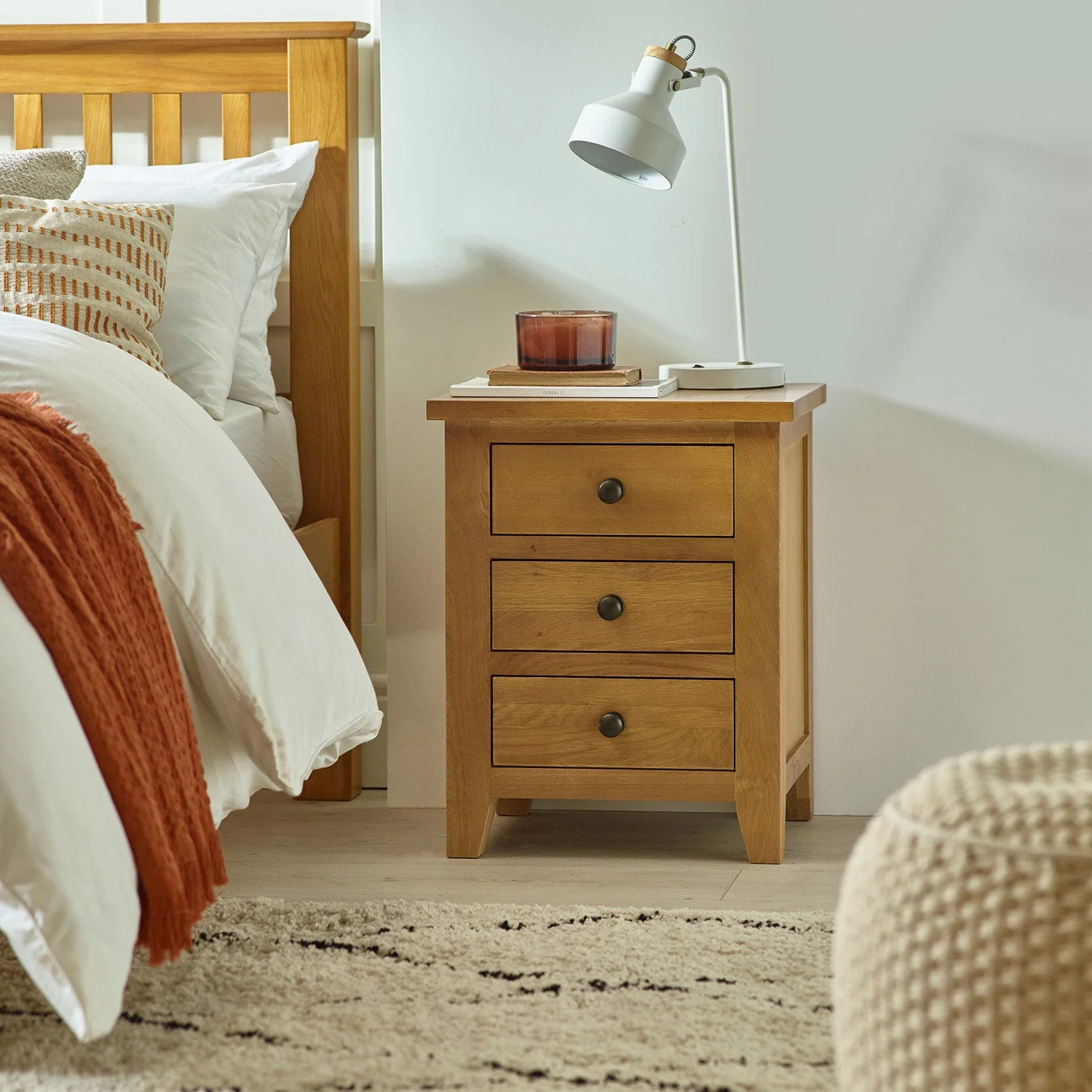 Myrtle 3 Drawer Bedside Oak
