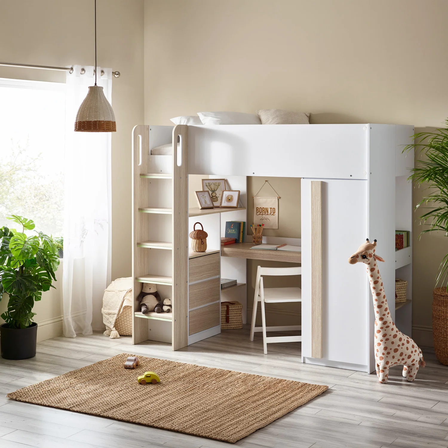 Oasis Highsleeper Bed Wood & White