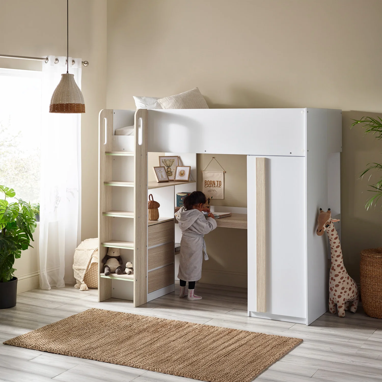 Oasis Highsleeper Bed Wood & White - Image 12