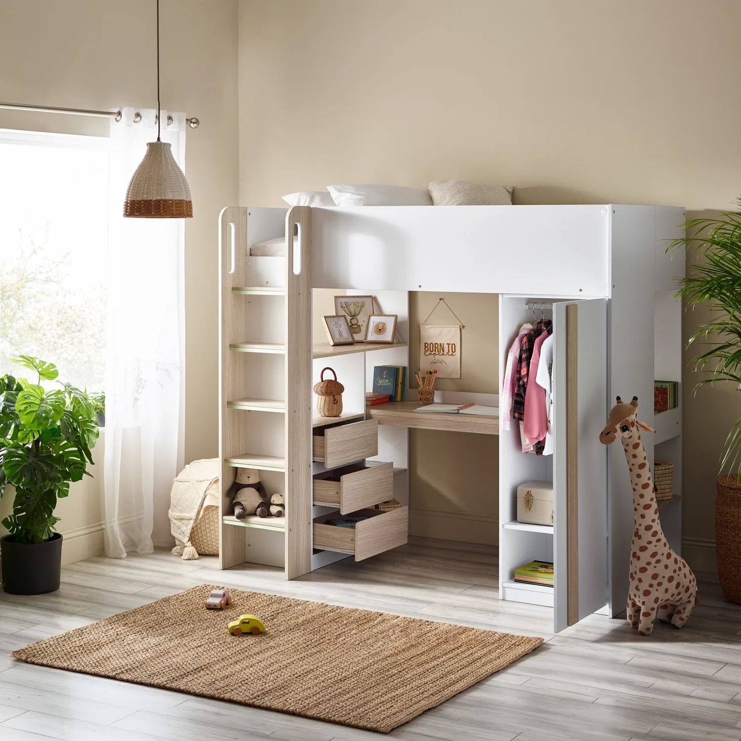 Oasis Highsleeper Bed Wood & White - Image 14