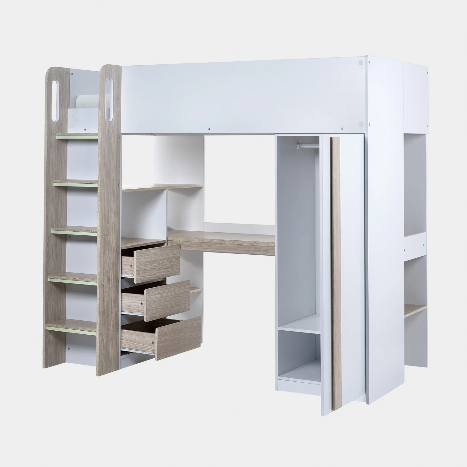 Oasis Highsleeper Bed Wood & White - Image 3
