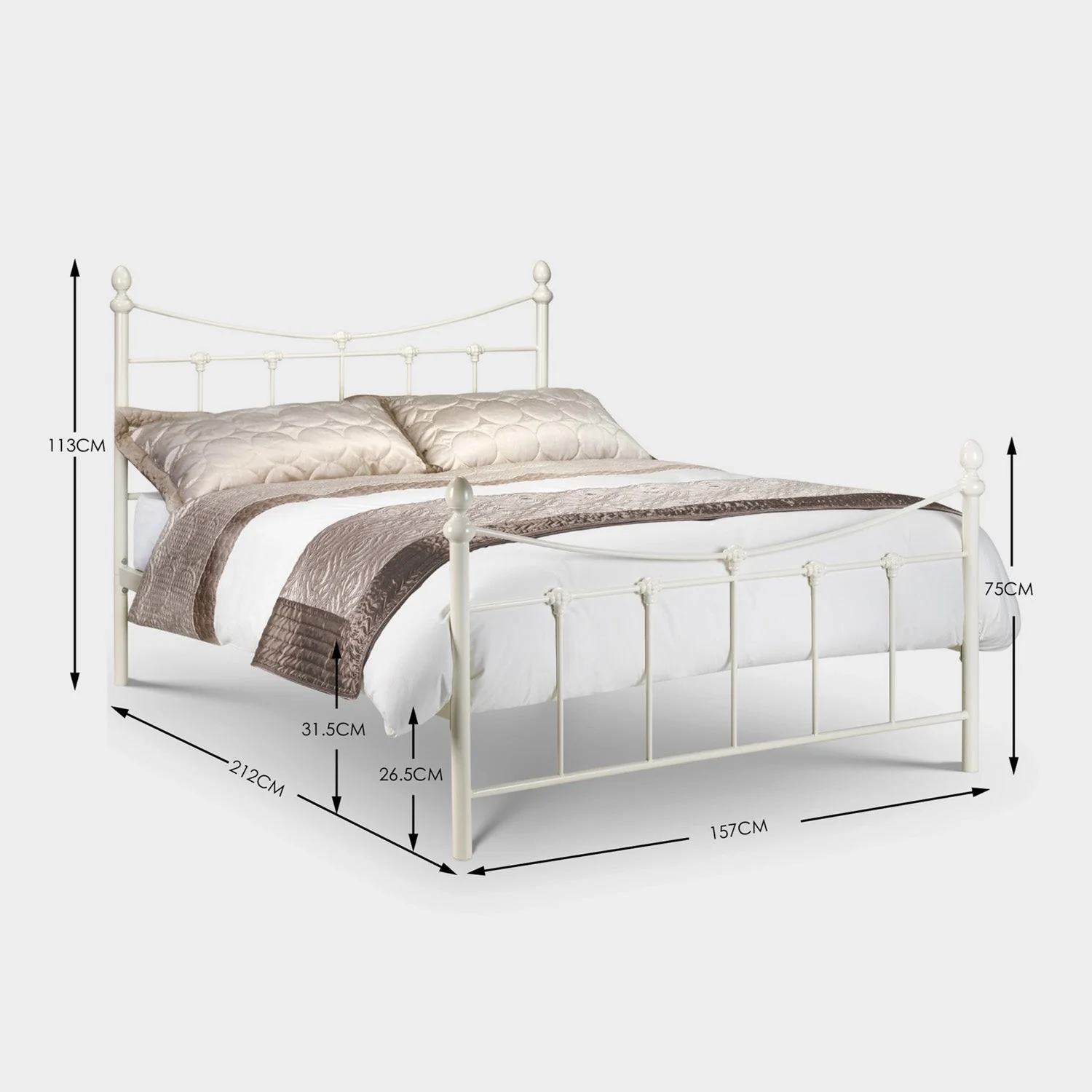 Radcliffe Bed Frame Kingsize Stone White - Image 2