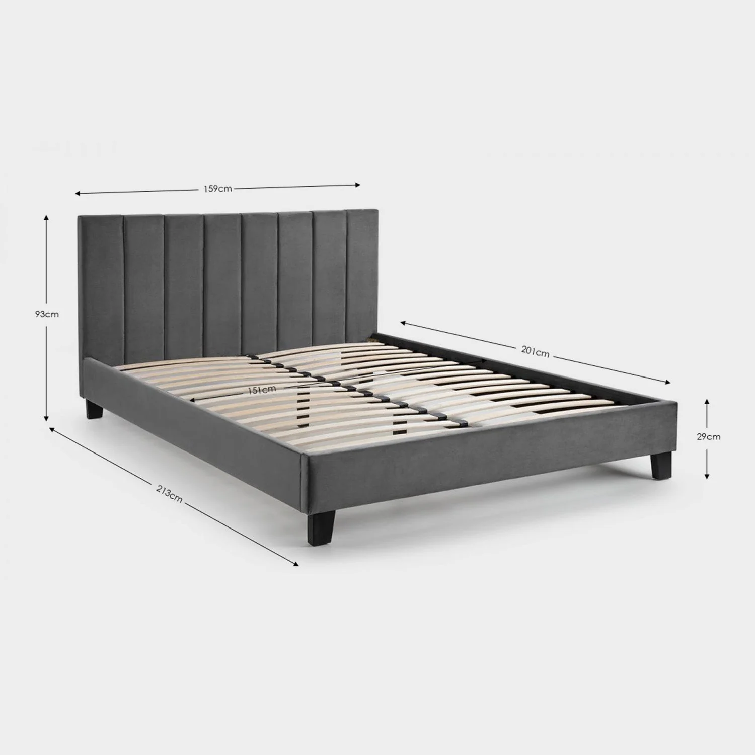 Rhea Bed Frame Double Grey - Image 8