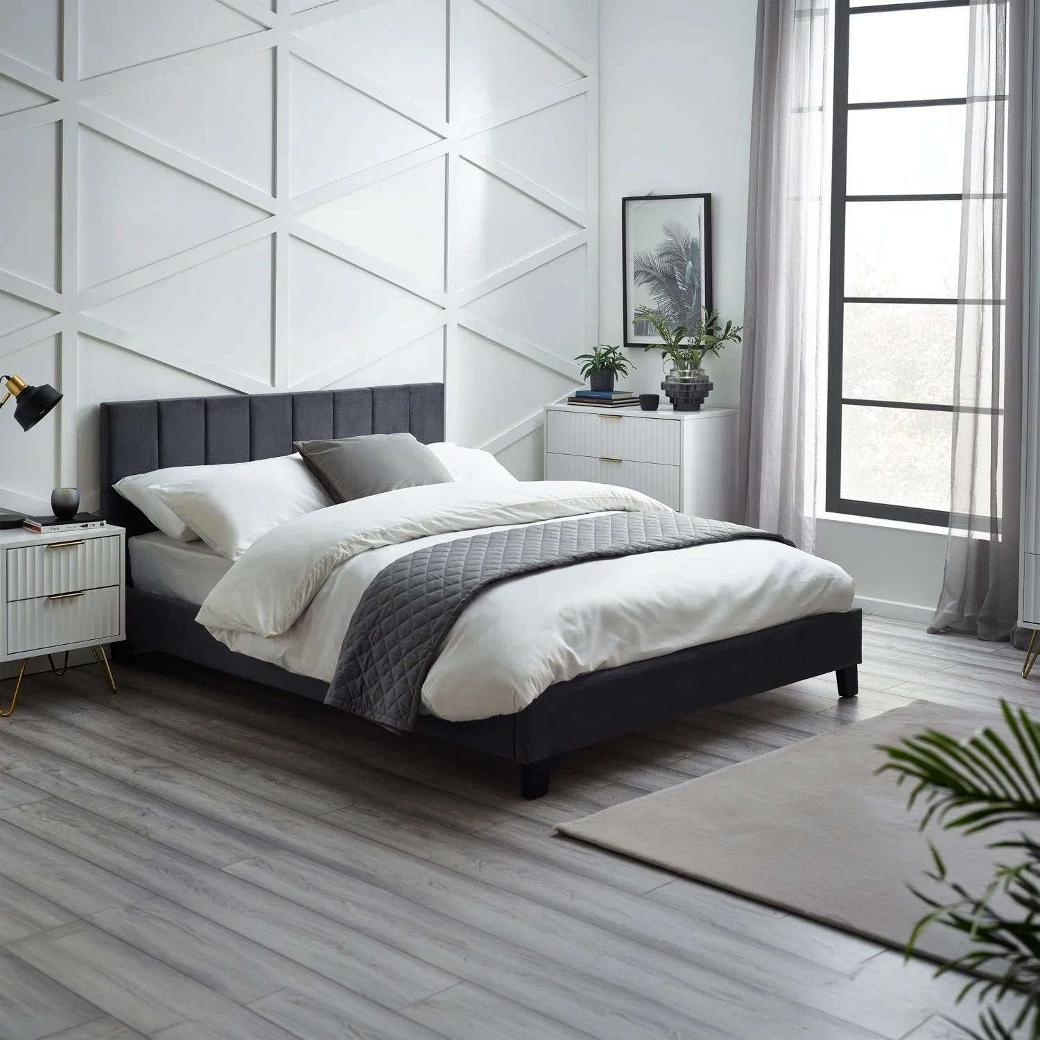 Rhea Bed Frame Kingsize Grey - Image 8