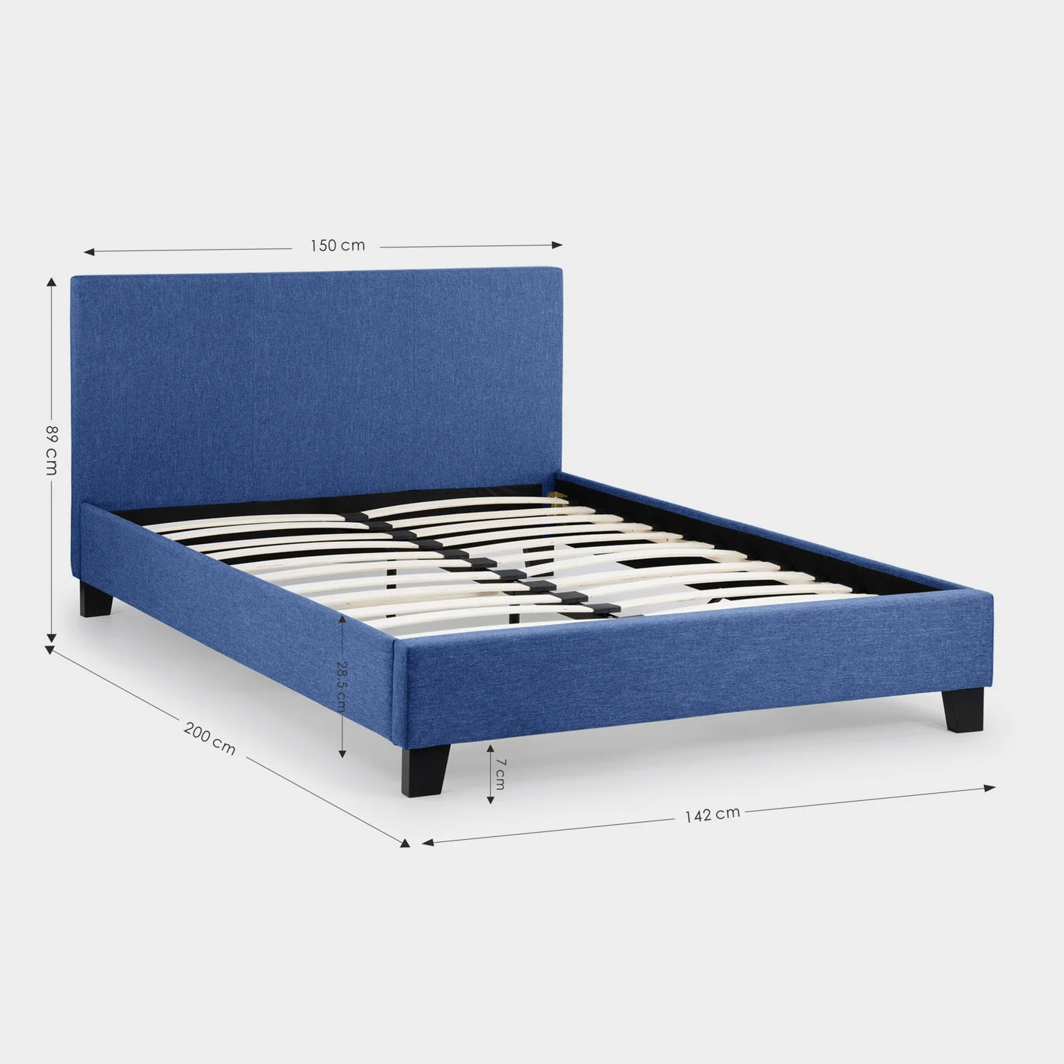 Robin Bed Frame Double Blue Linen - Image 5