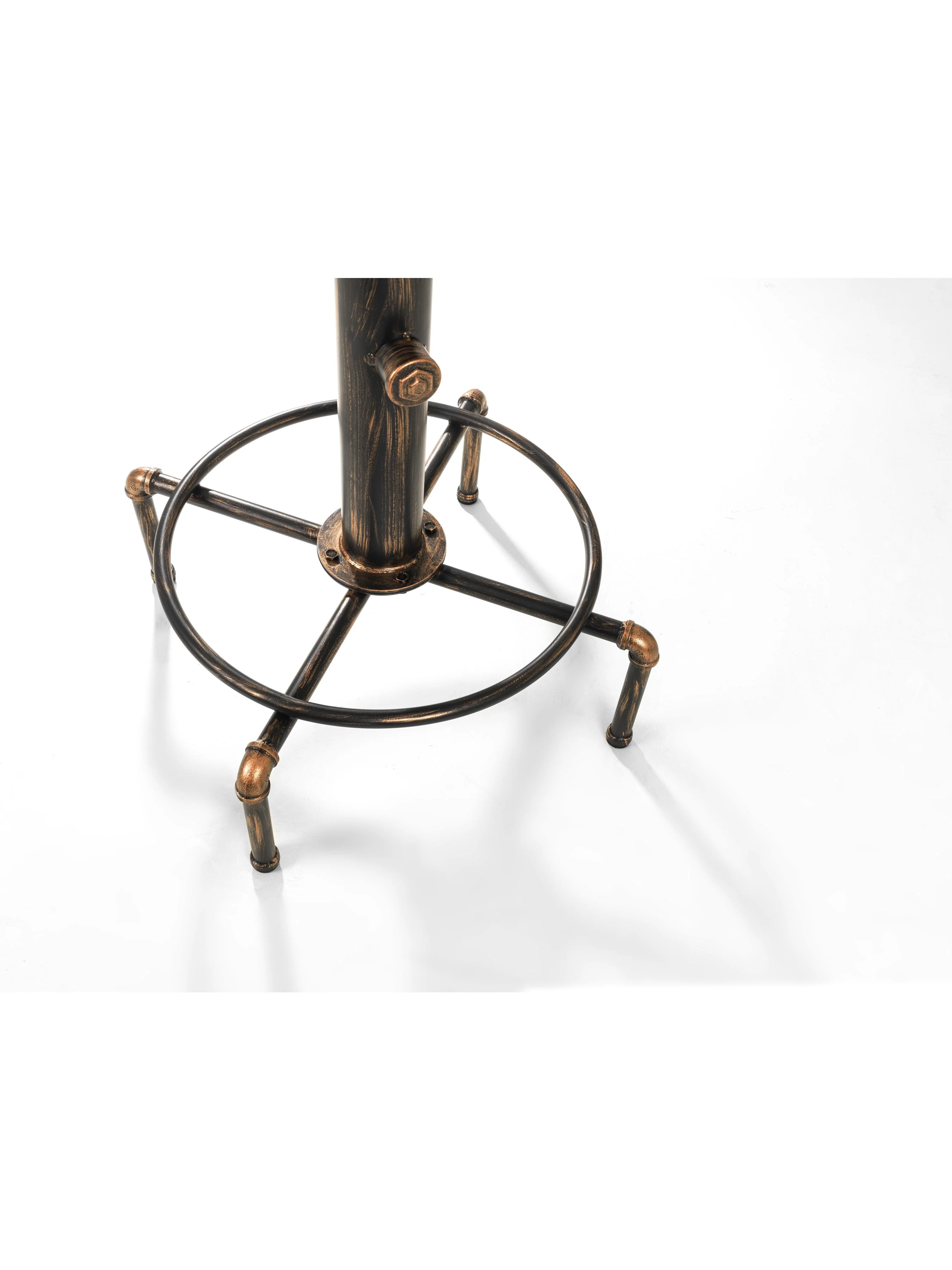 Rockwell Pipework Bar Table Brushed Copper/Rustic Elm - Image 4