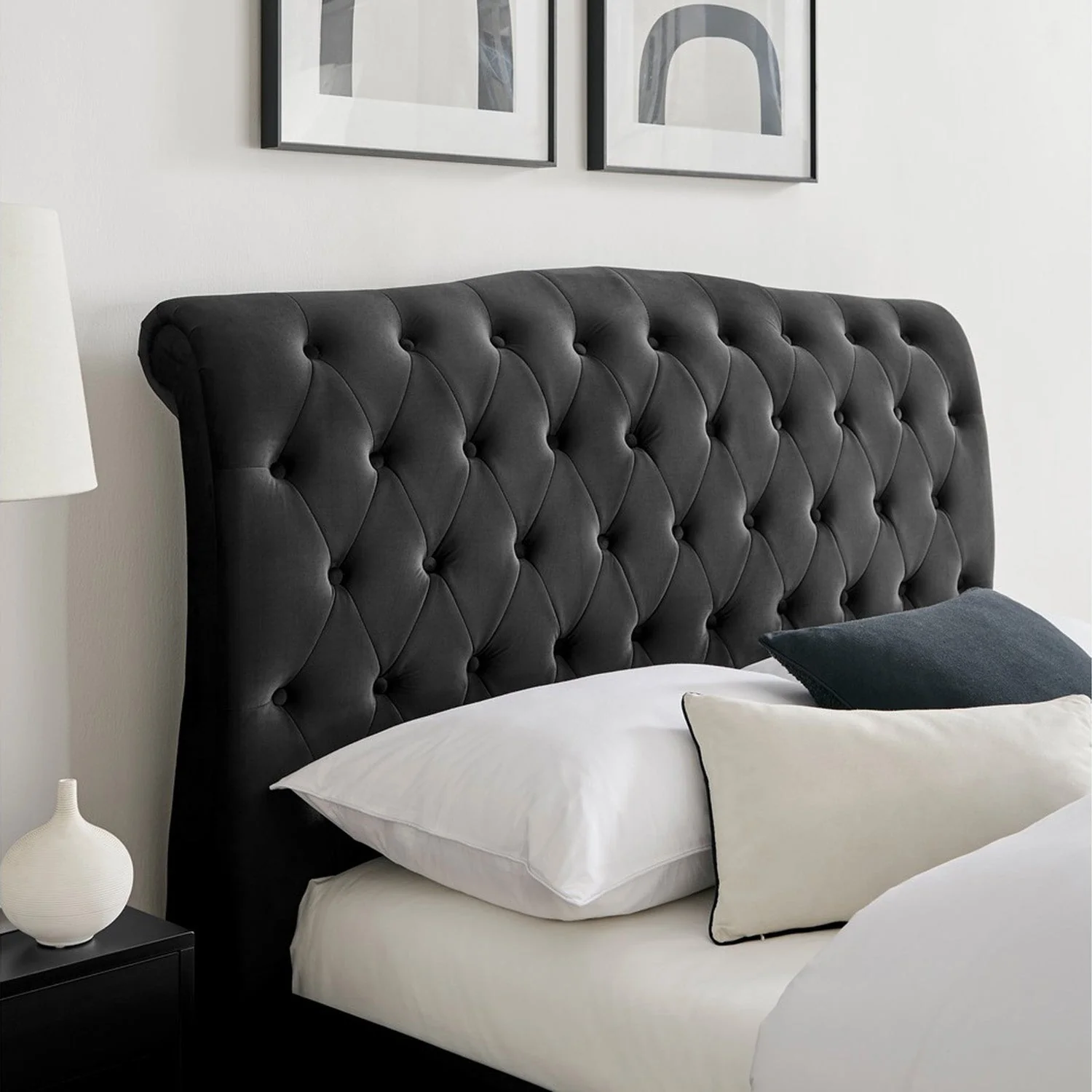 Rosa Bed Frame Double Black Velvet - Image 3