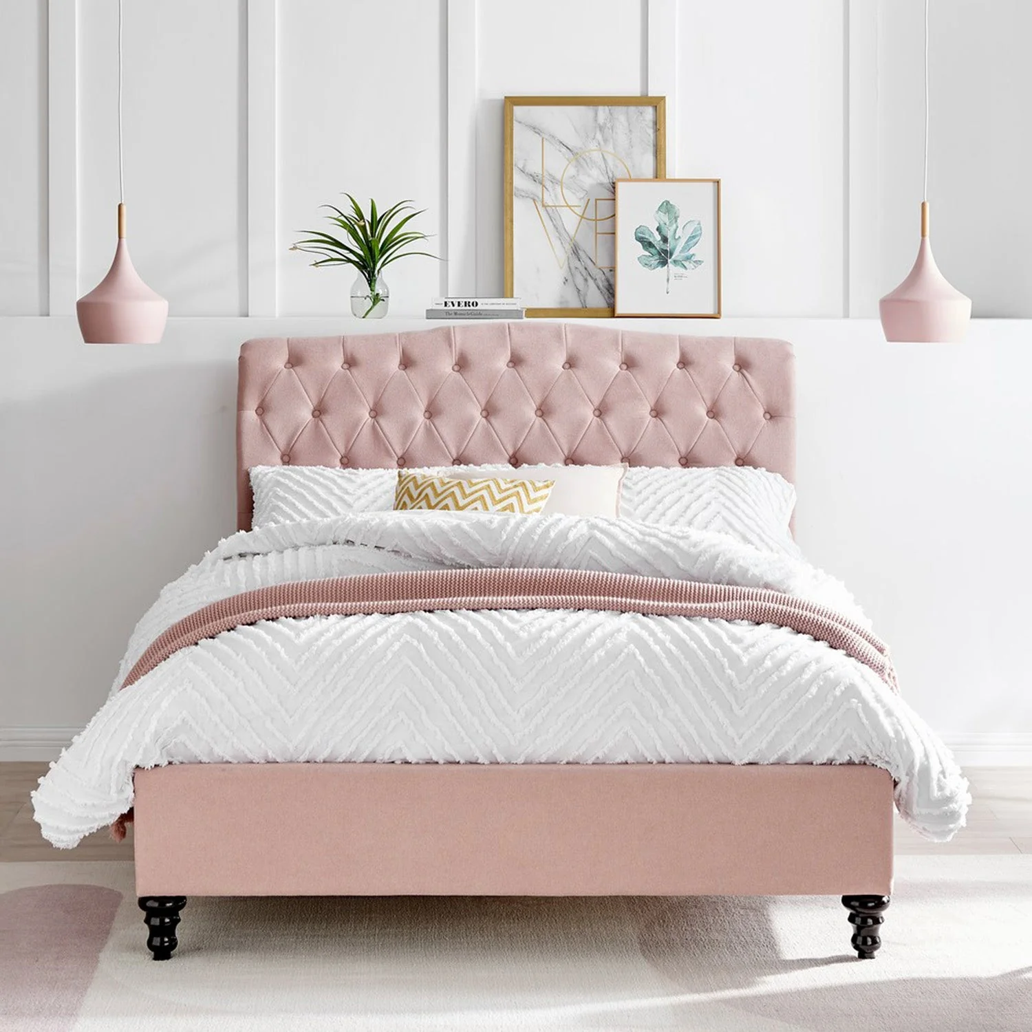Rosa Bed Frame Double Pink - Image 5