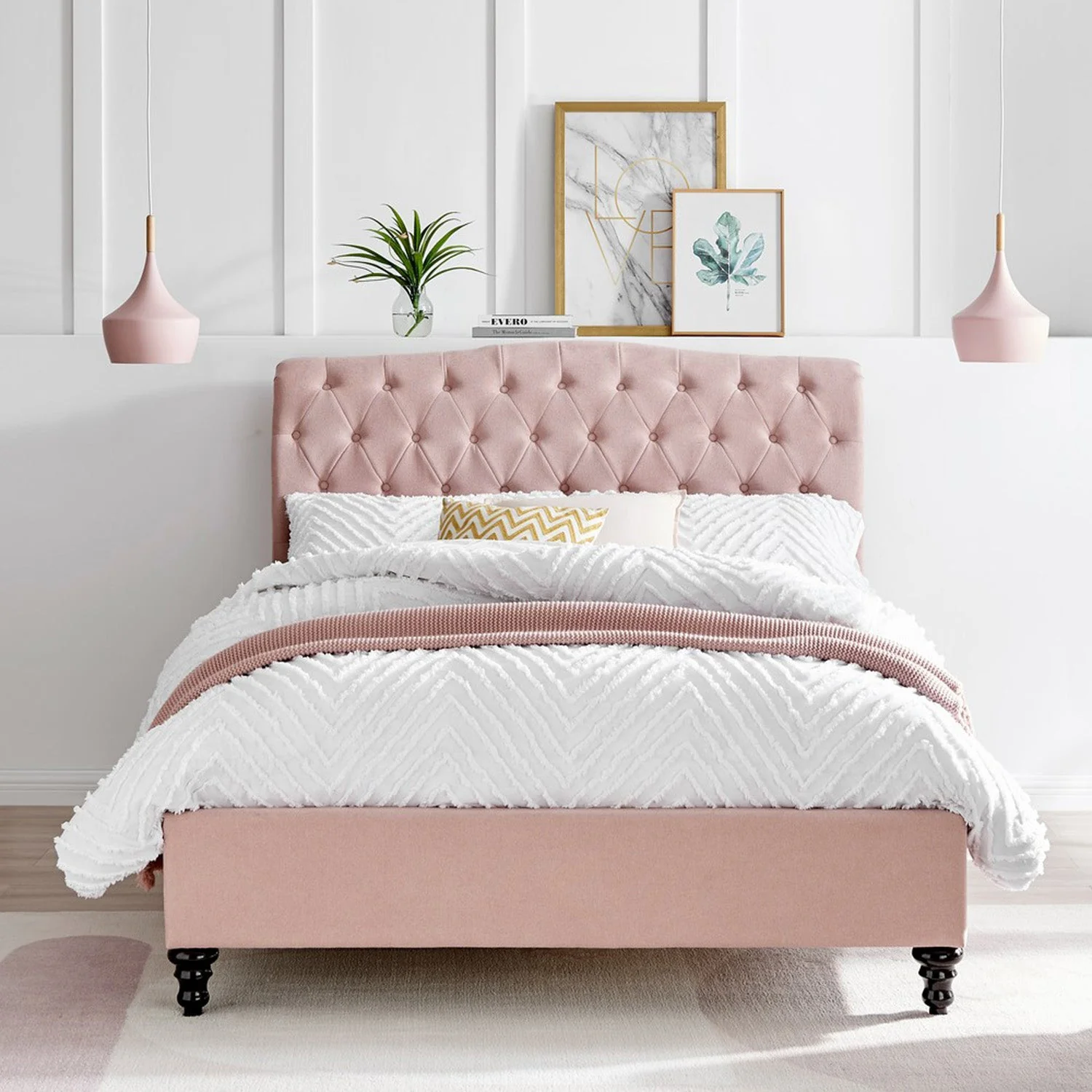Rosa Bed Frame King Pink - Image 5