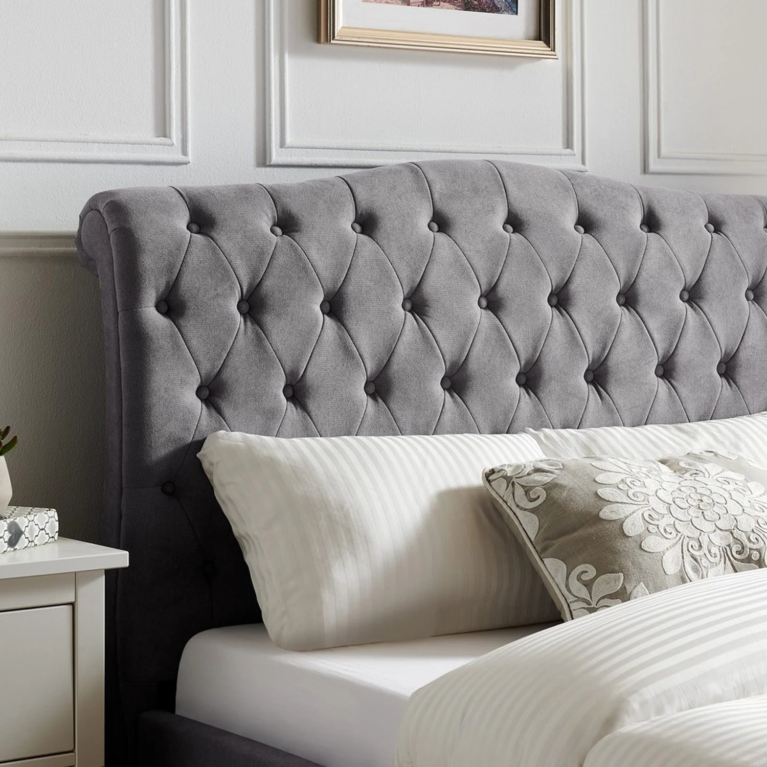 Rosa Bed Frame Single Light Grey - Image 2