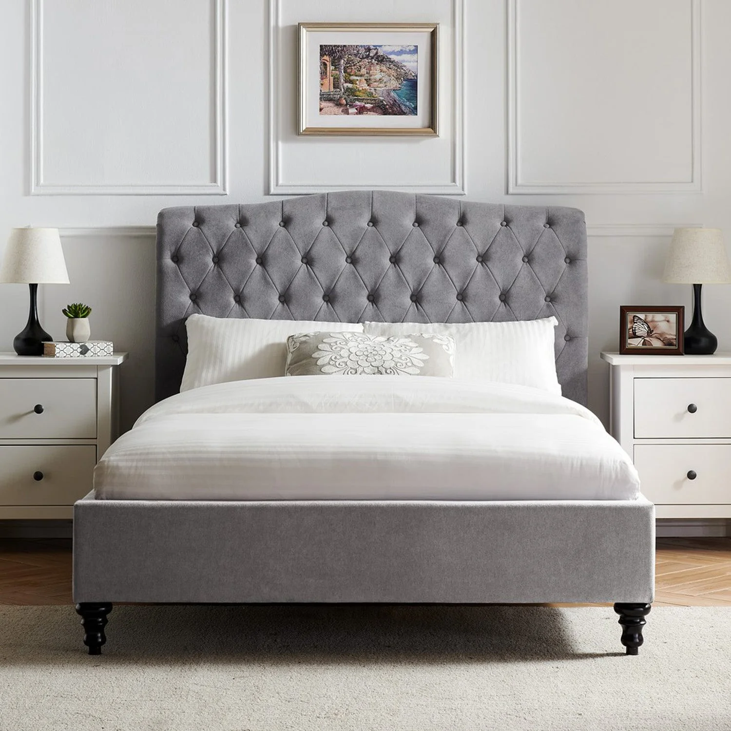 Rosa Bed Frame Single Light Grey - Image 4