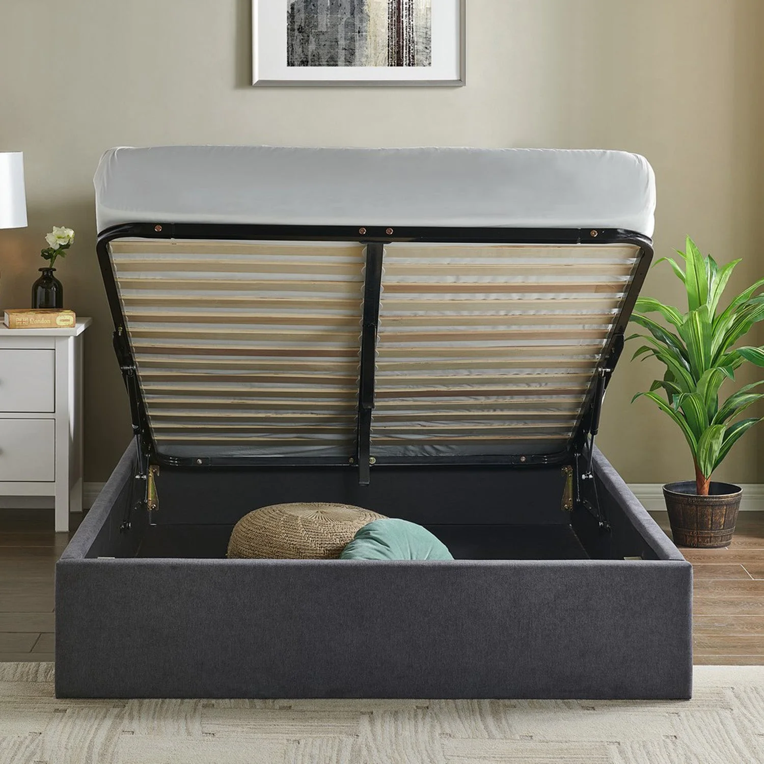 Rosa Storage Bed Frame Double Dark Grey - Image 4