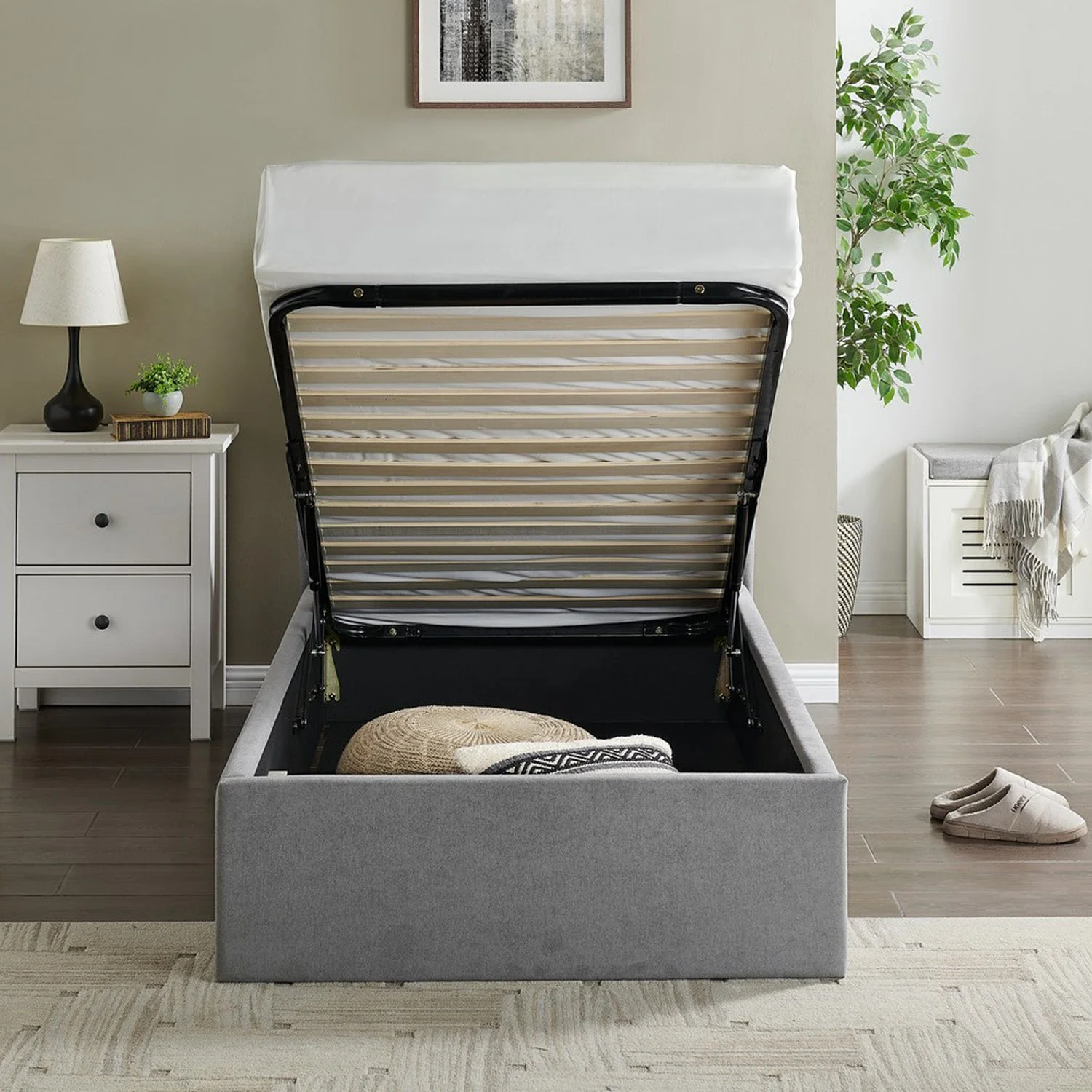 Rosa Storage Bed Frame Double Light Grey - Image 4
