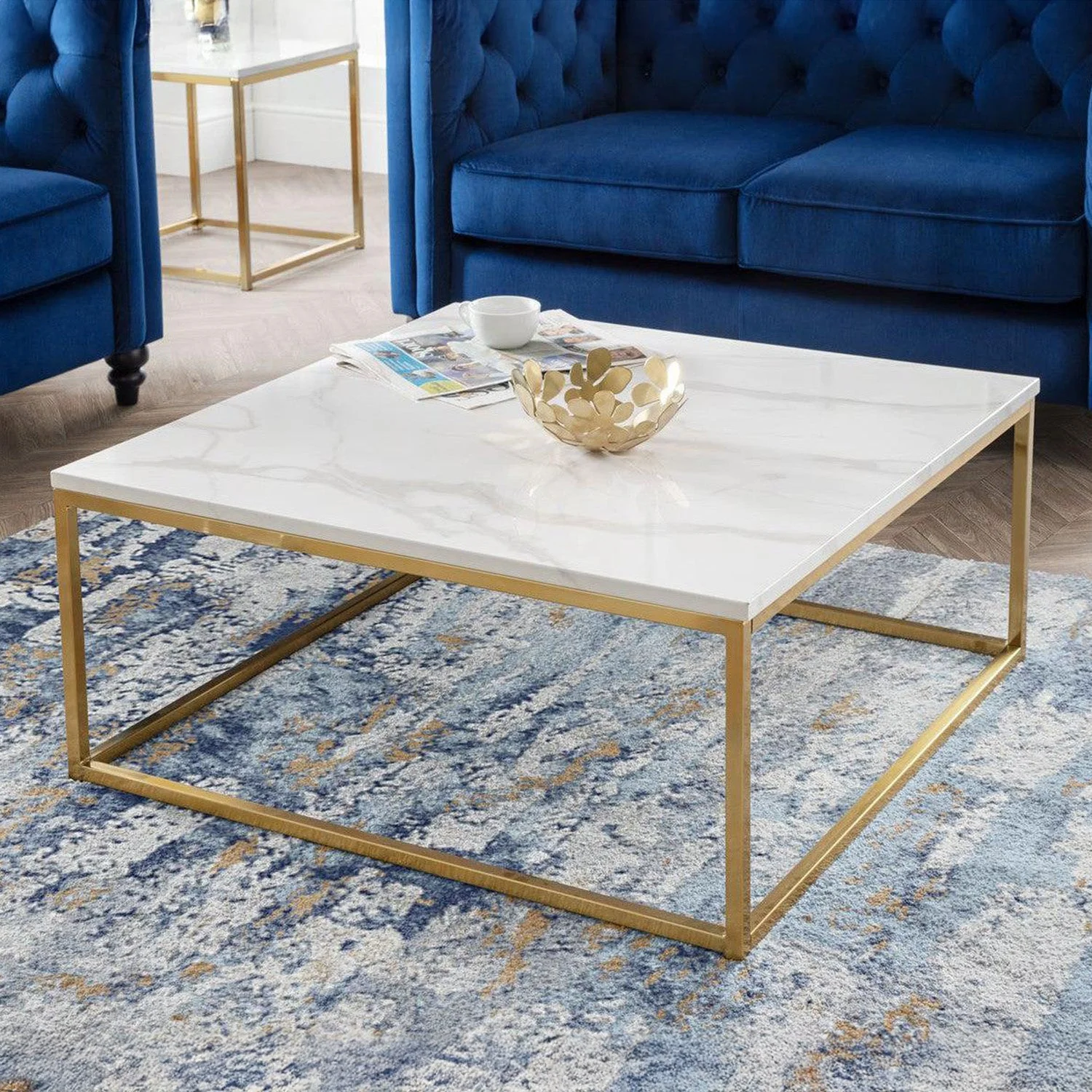 Skye Coffee Table White Marble/Gold - Image 3
