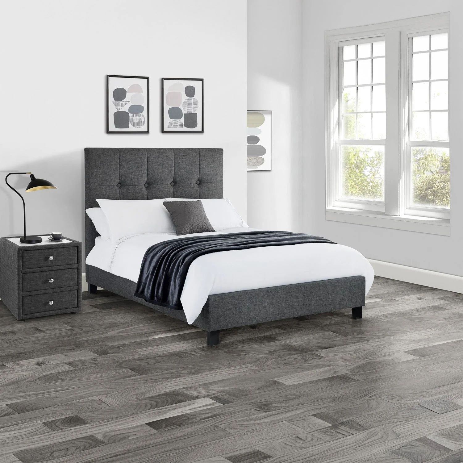 Sorin Bed Frame Double Slate Linen - Image 8