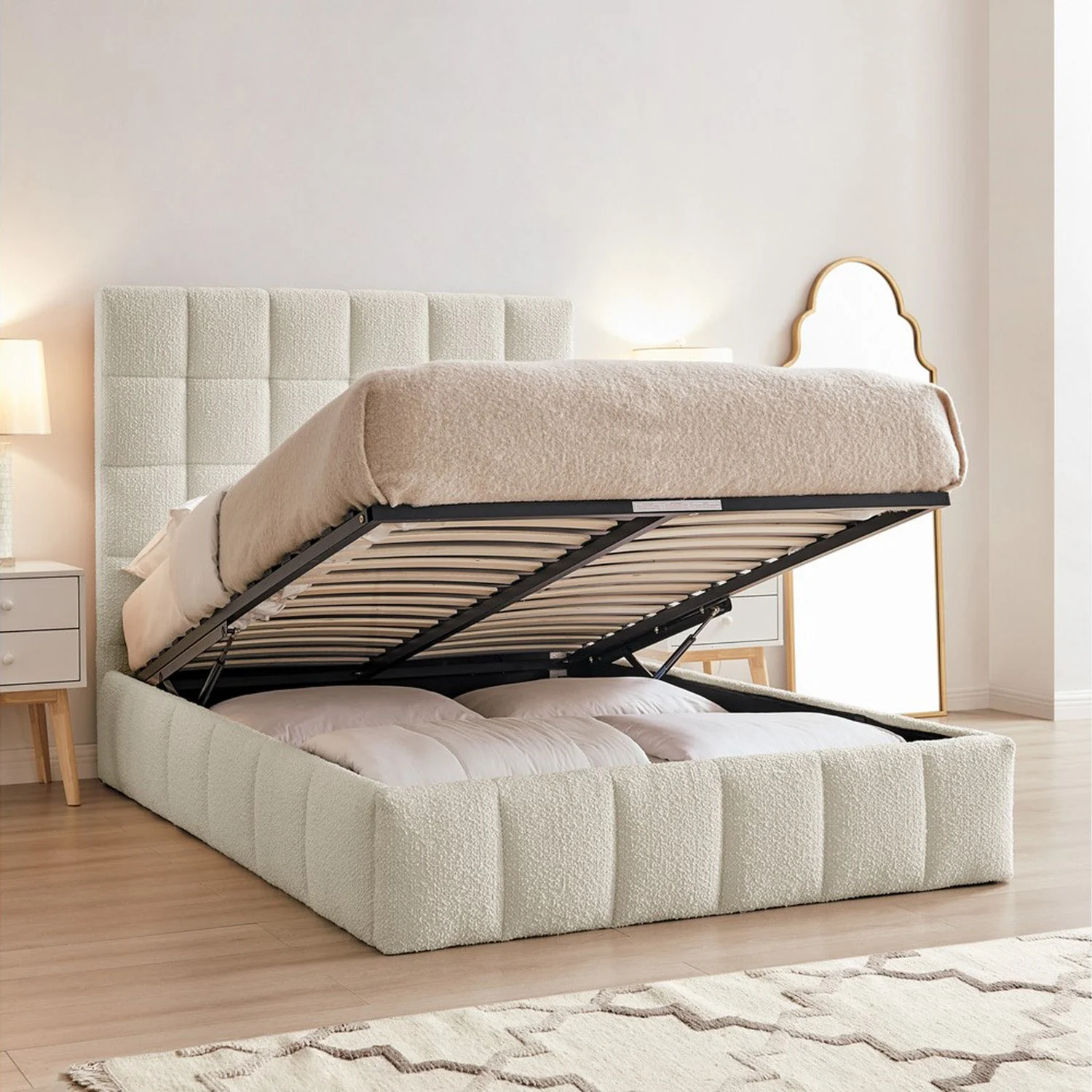 Starla Storage Bed Frame Double Ivory Boucle - Image 5